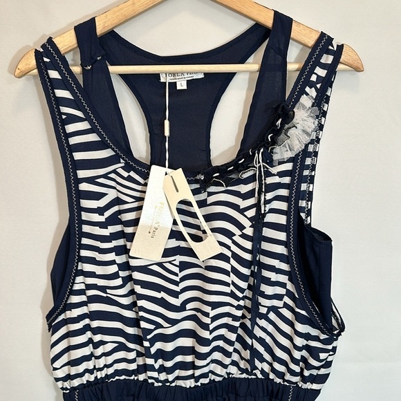 Forla Paris Womens Size L Jumpsuit Sleeveless Striped Pockets Lightweight Boho - Picture 6 of 16